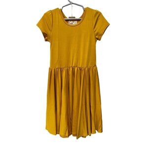 Dot Dot Smile Girls Solid Mustard Yellow Cap Sleeve Dress Size 5/6 HTF Rare LLR